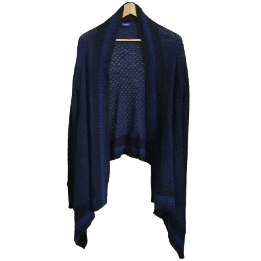 MEXX Wirnter Navy & Black Alpaca Draped Open Front Cardigan Size M…